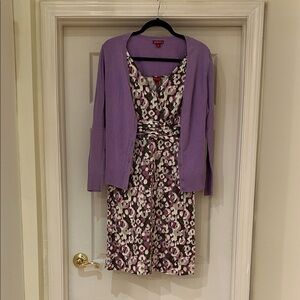 Merona Lavender Cardigan and Floral Dress Large